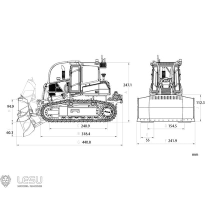 AUF LAGER LESU Metall 1/14 RC Hydraulische Planierraupe Aoue 850K Lackiert Montiert PNP Bulldozer B0005