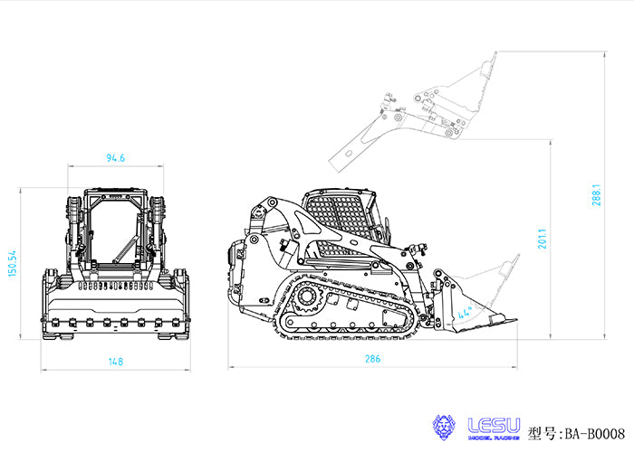 LESU 1/14 Aoue-LT5 Tracked Skid-Steer KIT Hydraulic RC Loader B0008