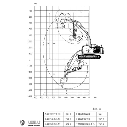 LESU 1:14 Scale Aoue LR945 KIT RC Hydraulic Excavator B0016