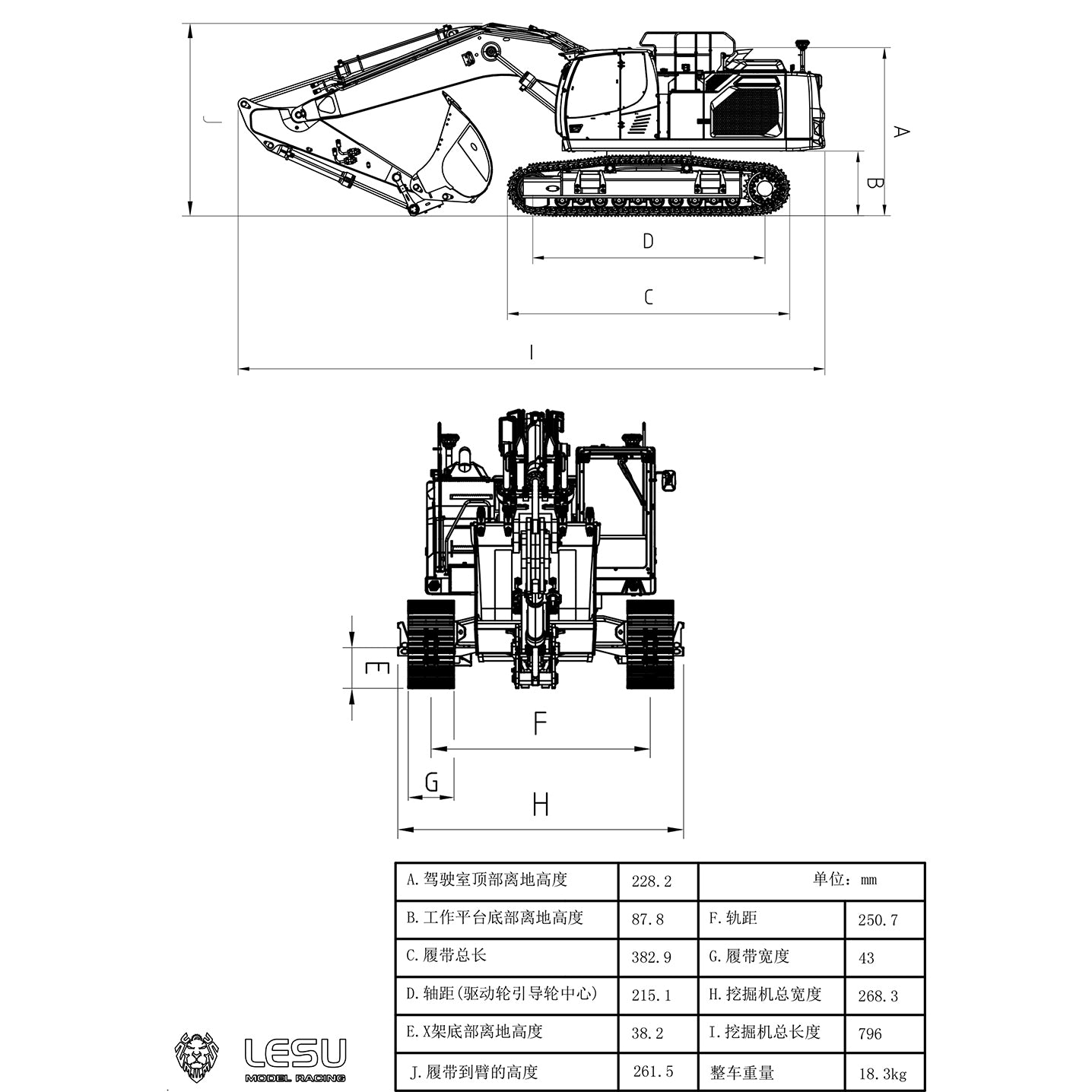 LESU 1:14 Scale Aoue LR945 KIT RC Hydraulic Excavator B0016