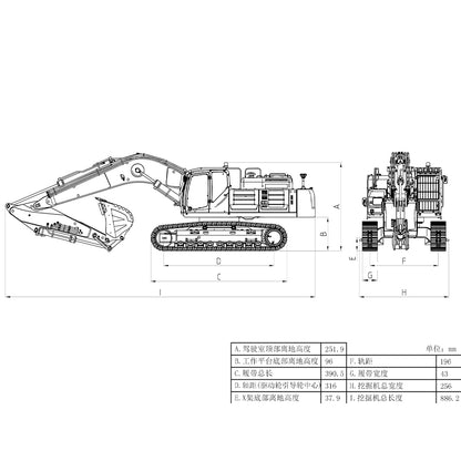 1/14 LESU AOUE SK5LC RC Hydraulic Unpainted Unassembled KIT Excavator B0018