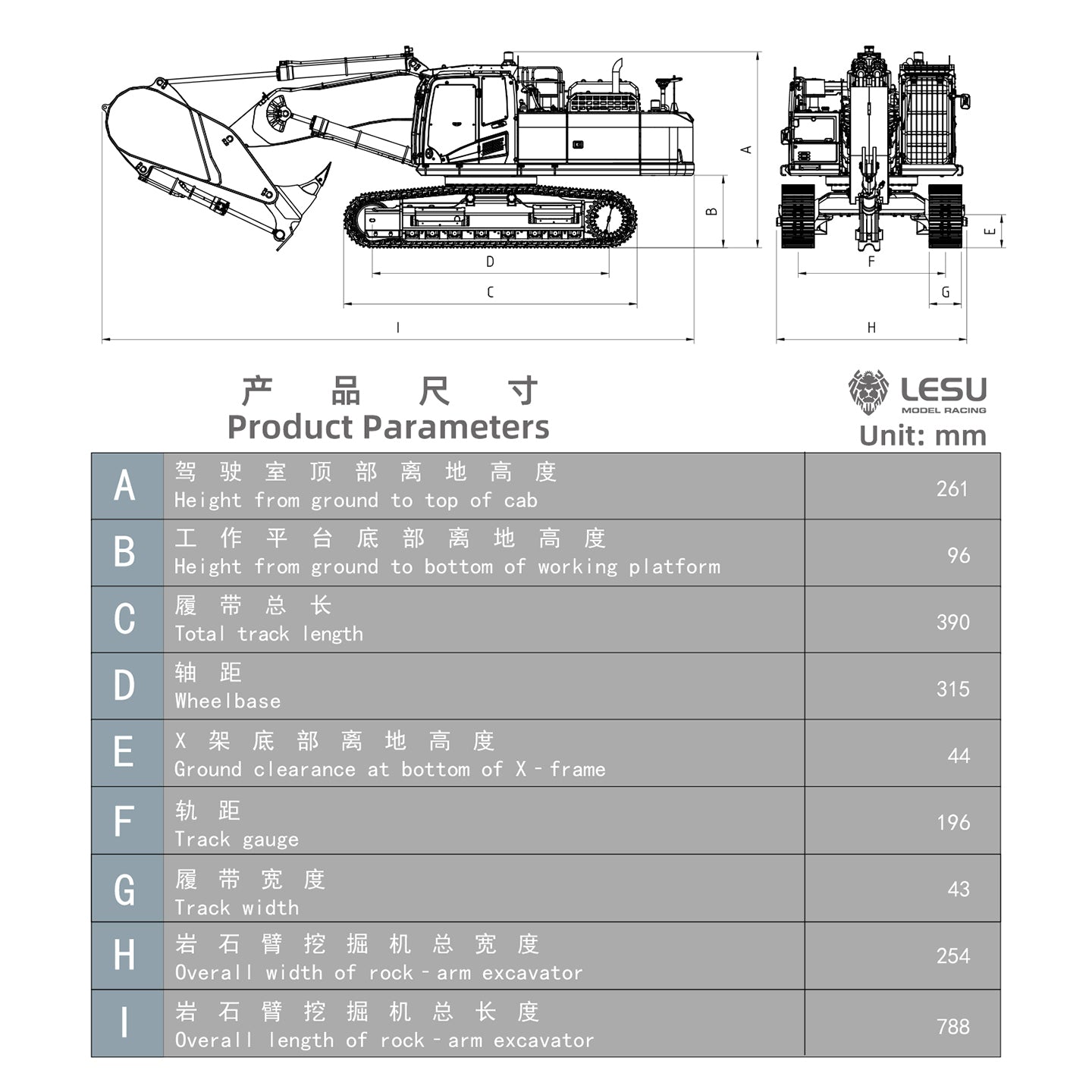 1/14 LESU RC Metal Excavator Model PC500 Radio Control Hydraulic Crawler Digger Machine with Rock Arm LED Lighting System