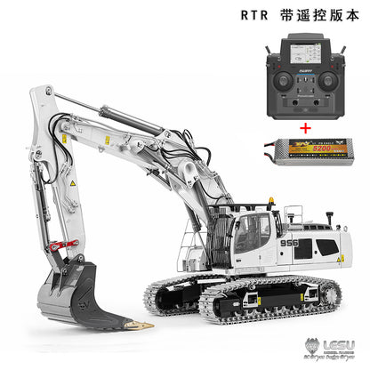95% Metal LESU LR956 3 Arms 1/14 RC Hydraulic Excavator Remote Control Digger 7CH Valve Dual Pumps Light PL18EV LITE Battery