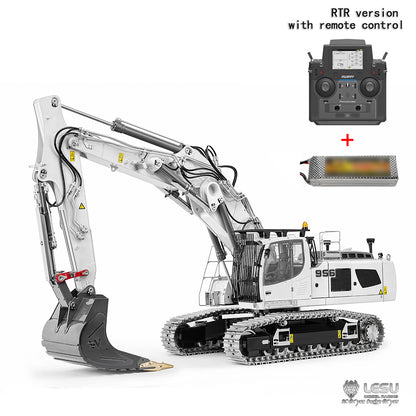 95% Metal LESU LR956 3 Arms 1/14 RC Hydraulic Excavator Remote Control Digger 7CH Valve Dual Pumps Light PL18EV LITE Battery