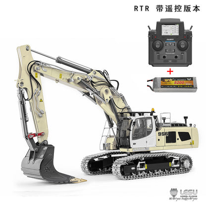 95% Metal LESU LR956 3 Arms 1/14 RC Hydraulic Excavator Remote Control Digger 7CH Valve Dual Pumps Light PL18EV LITE Battery