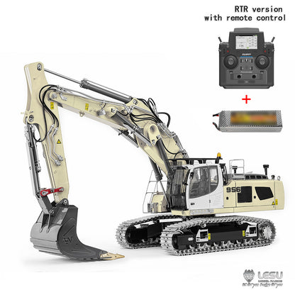 95% Metal LESU LR956 3 Arms 1/14 RC Hydraulic Excavator Remote Control Digger 7CH Valve Dual Pumps Light PL18EV LITE Battery
