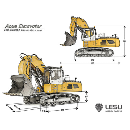 LESU Aoue LR956 1/14 Metal RC Front Shovel Digger B0041 Dual Pumps Hydraulic Excavator KIT/PNP/RTR with 4CH Valve Brushless Motor Light System