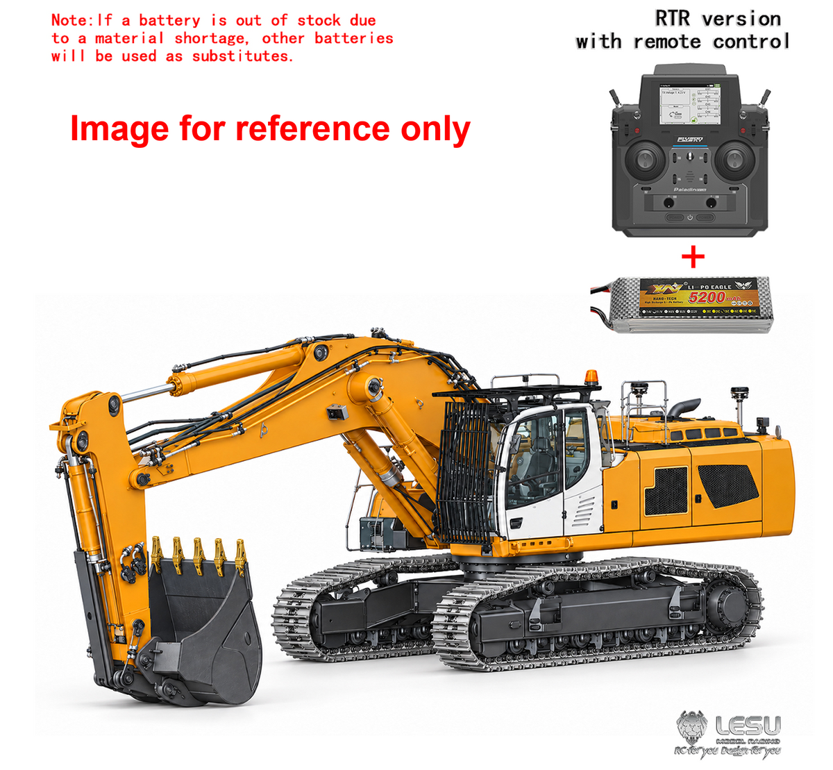 LESU LR956 1/14 Metal 2Arms RC Hydraulic Drive Excavator B0029 Dual Pumps KIT/PNP/RTR with 9CH Valve Light System Electronic Display Screen