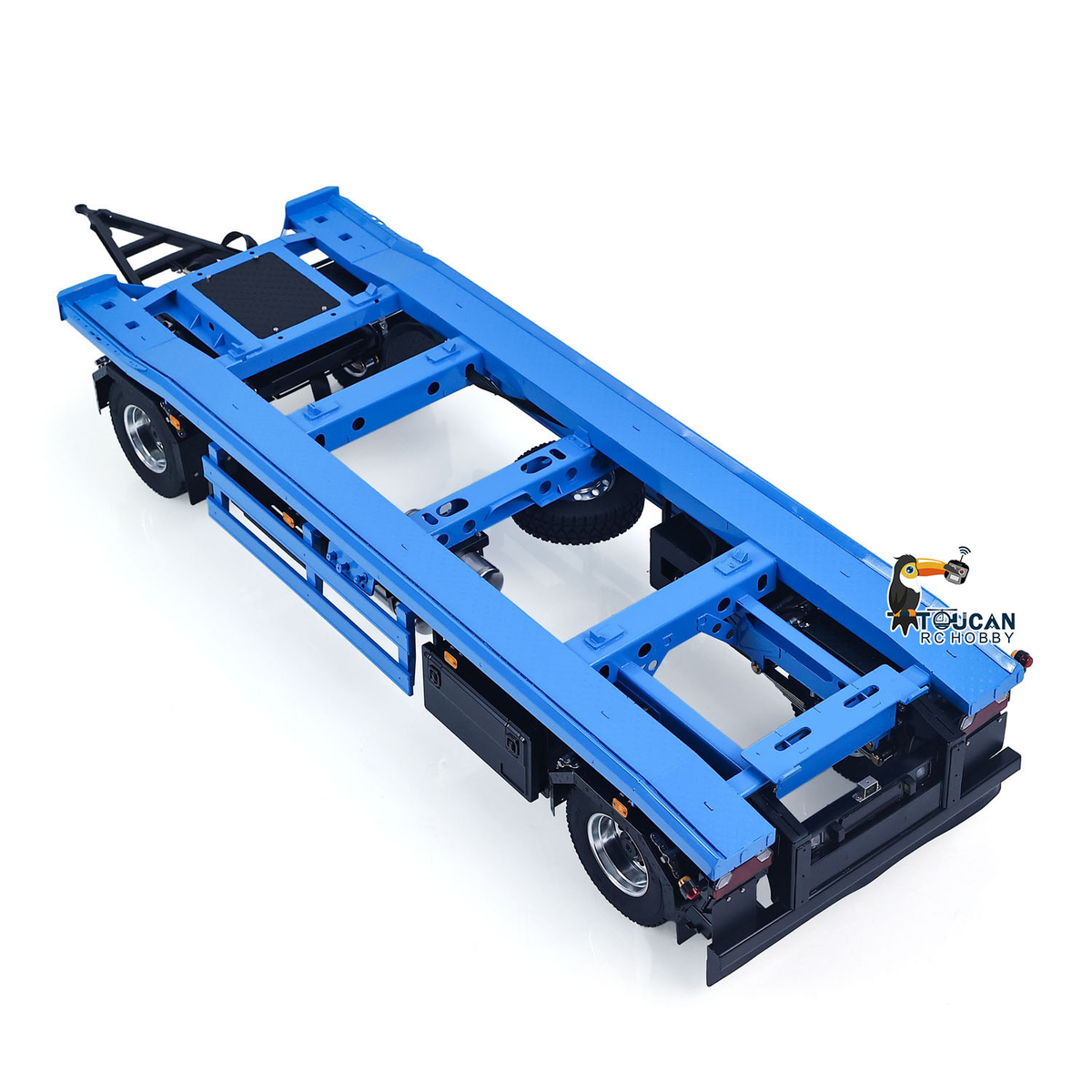 Finished 1/14 Metal RC Trailer A0065 Model Front Wheel Steerable for LESU Radio Controlled Hydraulic Roll on off Dumper Tipper