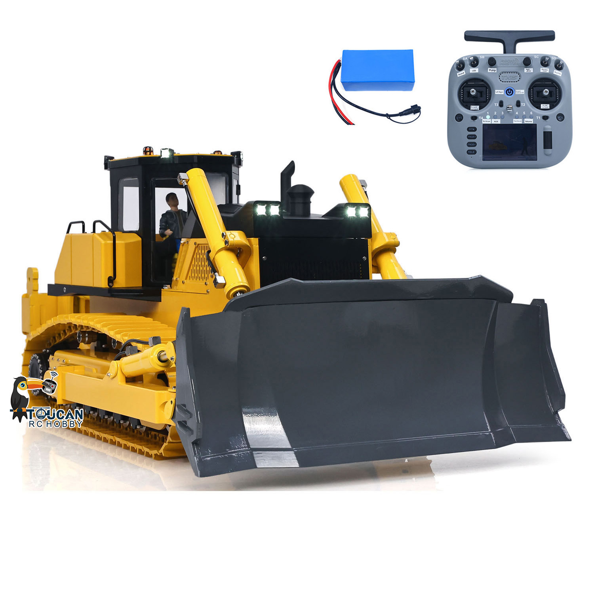 Metal 1/12 RC Hydraulic Bulldozer D155AX RTR Heavy Dozer Model 7 Way Valve 1.0L Oil Pump 5 Plows Radio Master TX15 Radio Battery