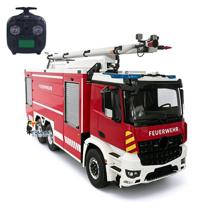 6x4 1/14 RC Fire Fighting Truck Remote Control Folding Aerial Ladder Water Spray Trucks 3363 Metal Chassis 2-Speed Transmission