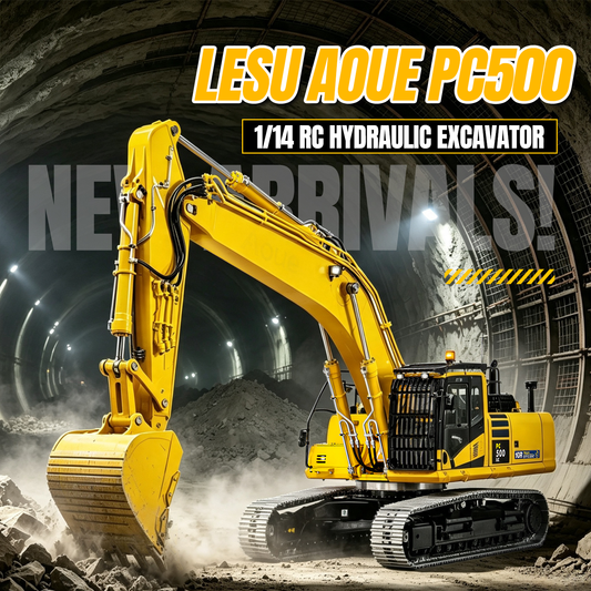 LESU 1/14 Metal Remote Control Hydraulic Tracked Excavator RTR Aoue PC500 RC Digger 7Ways Valve PL18EV Lite Radio Light Battery