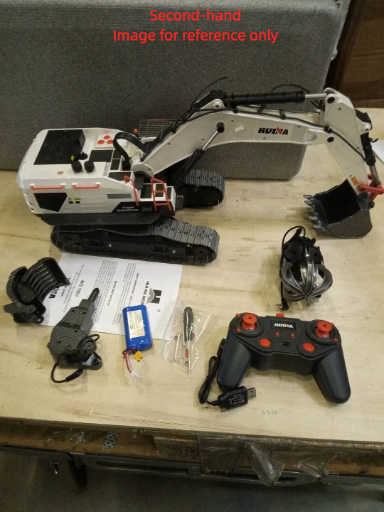 Second Hand Fast Shipping 1/14 HUINA RC Metal Excavator Model Toys 1594 Radio Control Digger Light Sound Battery