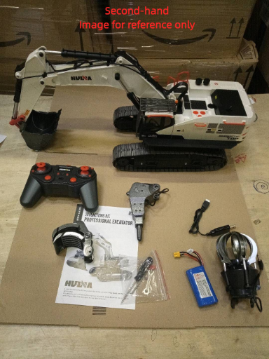 Second Hand Fast Shipping 1/14 HUINA RC Metal Excavator Model Toys 1594 Radio Control Digger Light Sound Battery
