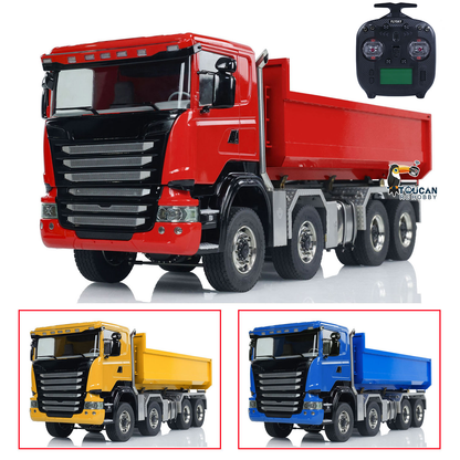 1:14 RC Hydraulic Roll-on Dump Truck 8x8 RC Tipper Car With Sounds Lights U-Shape Low Bucket