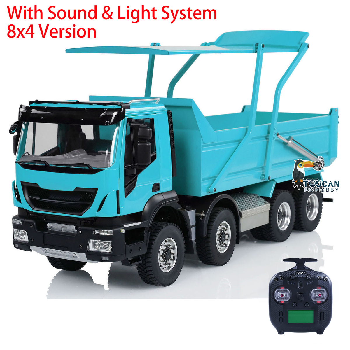 Metal 1/14 8x4 Painted Assembled PNP Hydraulic Flip-over Cover RC Truck Dumper Tipper With Light Sound System
