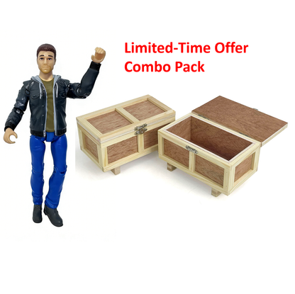 Limited Offer Combo Pack RC Scene Accessory Kit Driver Figurine Roadblock Railing Wooden Box for 1/14 and 1/12 RC Model Construction Vehicles