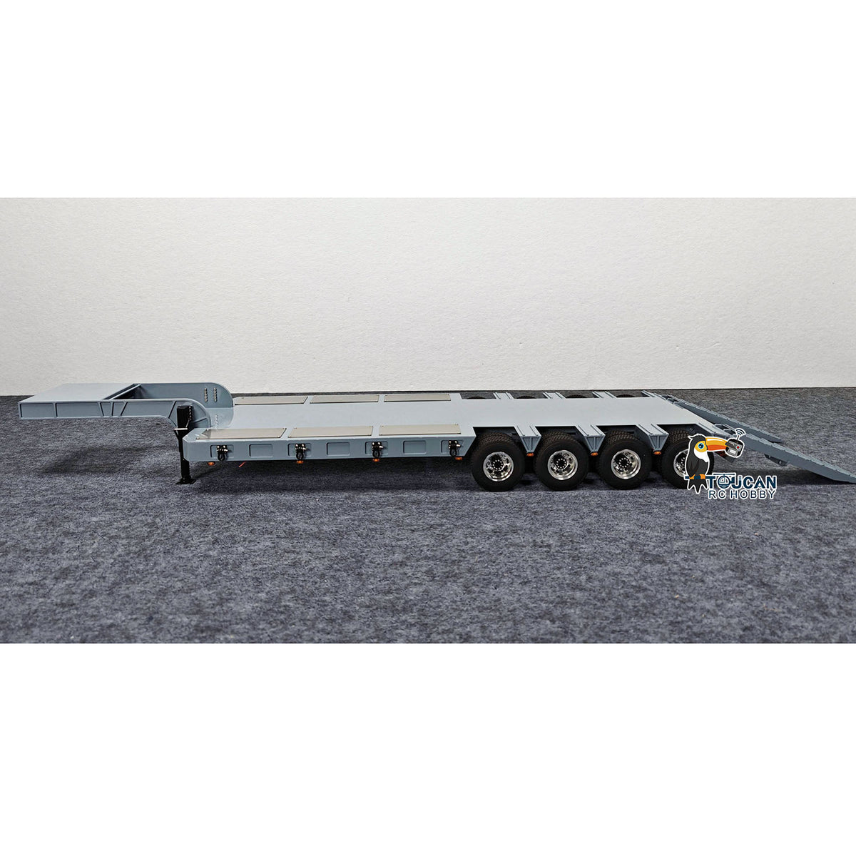 Metal 3Axles Gooseneck Low Flatbed Trailer Manual Support Legs for 1/14 Remote Control Tractor Truck 4151AK RC Lorry Car Model