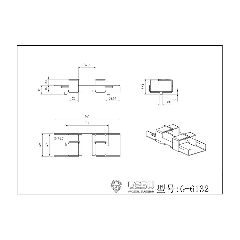 LESU Metall Batterie Box Batterie Slots für Tamiya DIY 1/14 RC Lkw