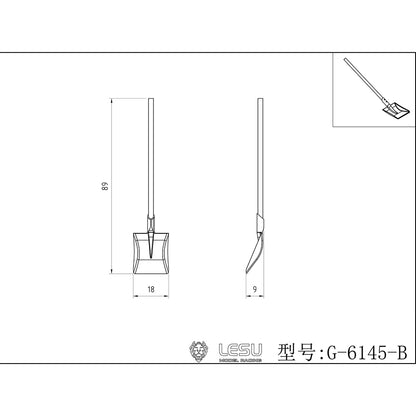 LESU 1/14 Metal Spade Wheelbarrow Model Set for RC Engineering Vehicle Truck Car