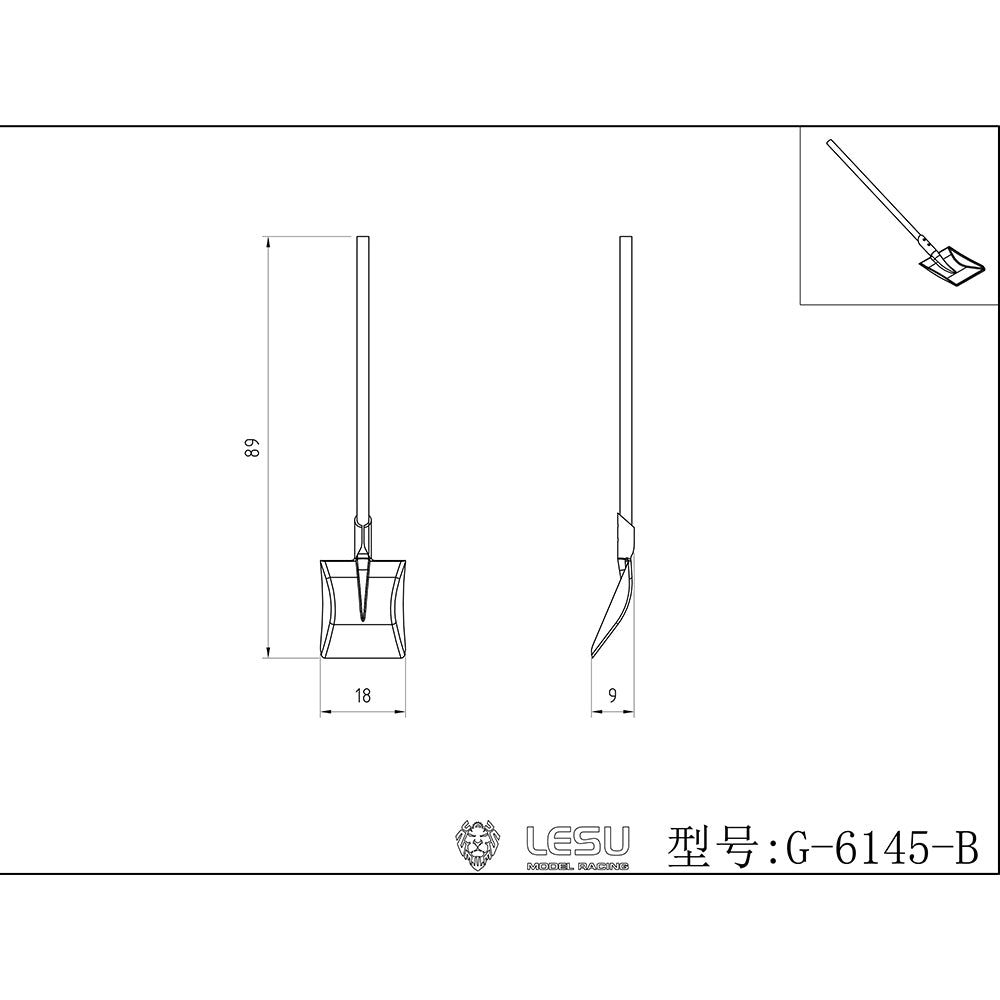 LESU 1/14 Metal Spade Wheelbarrow Model Set for RC Engineering Vehicle Truck Car