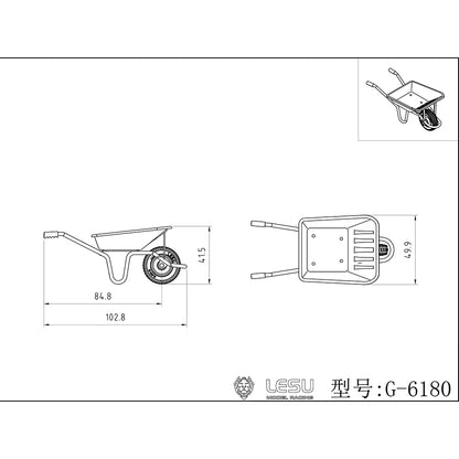 LESU 1/14 Metall Spaten Schubkarre Modell Set für RC Engineering Fahrzeug Lkw Auto