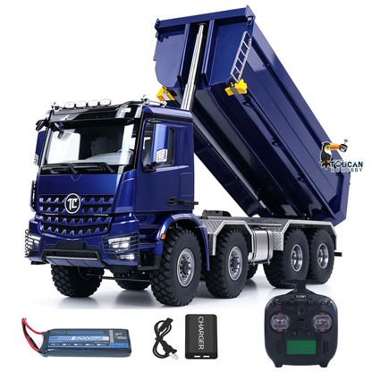 MD 1/14 8*8 Metal RC Hydraulic Dump Truck 3348 2Speed Remote Control Tipper Differential Locks Brushless Motor Radio Light Sound