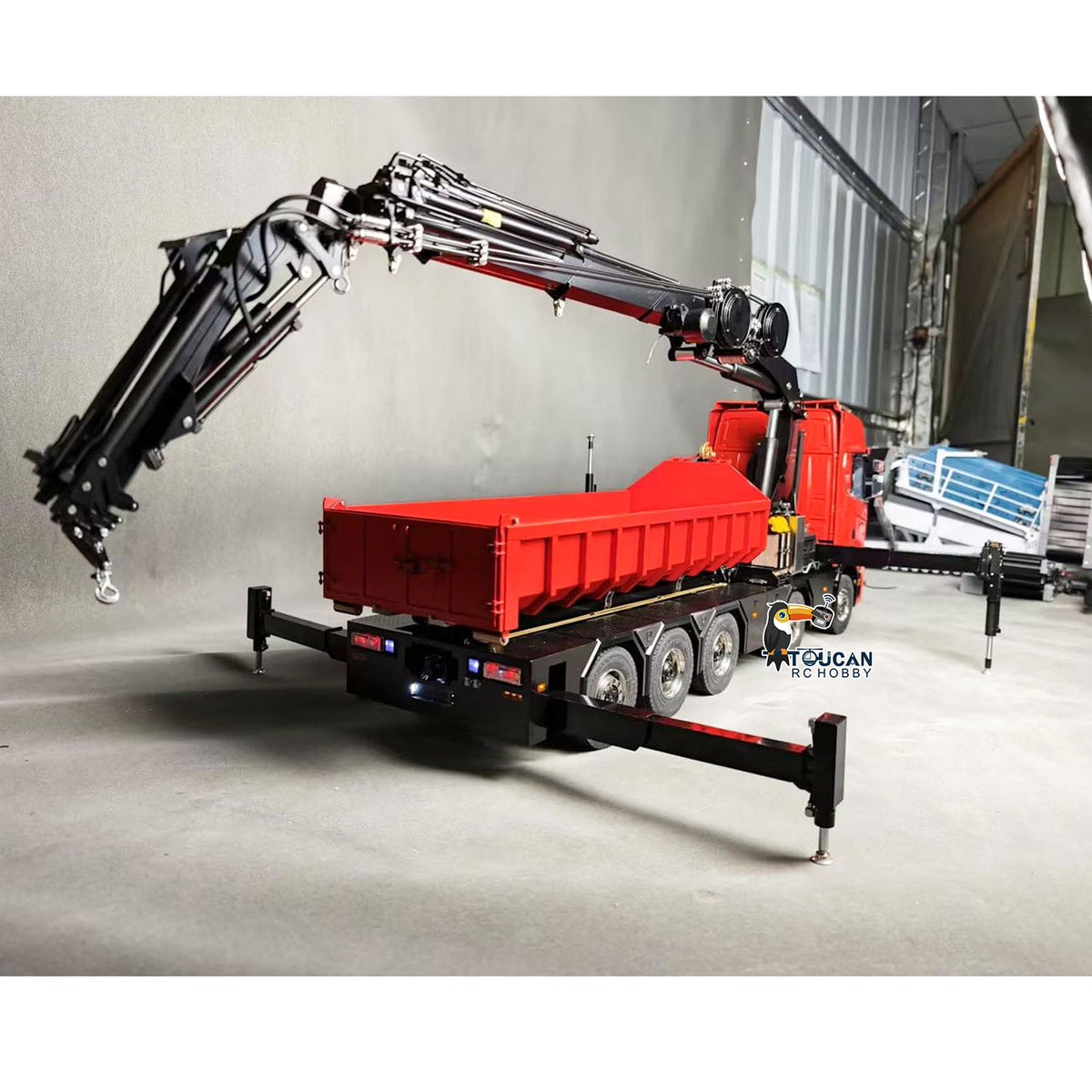 TOUCAN 1/14 RC Hydraulic Crane Truck 770S RTR 10X10 3Speed Metal Dumper Fly Jib Arm Rear Lift Steer Axle Wheel Reduction Diff Lock