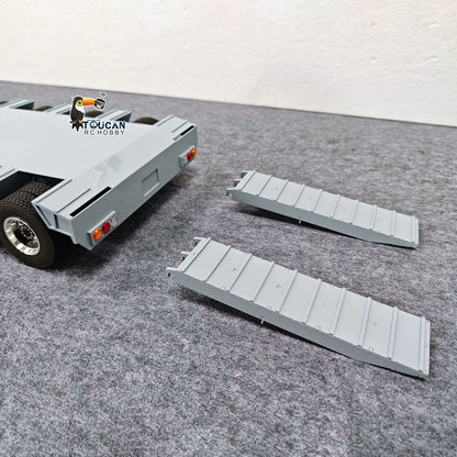 Metal 3Axles Gooseneck Low Flatbed Trailer Manual Support Legs for 1/14 Remote Control Tractor Truck 4151AK RC Lorry Car Model