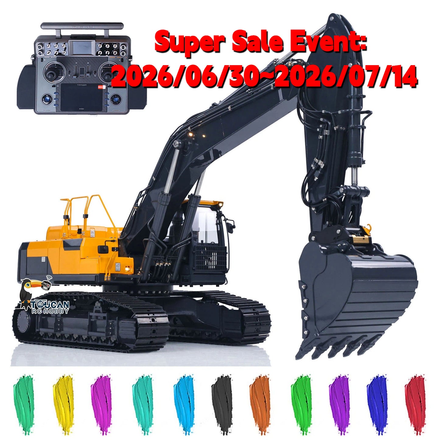 Flash Sale Metal 1/14 Super Frog Remote Control Hydraulic Excavator E400 Pro 9CH Valves RC Digger 35KG Servo 3 Pump Light Sound System
