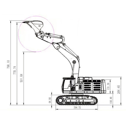 1/14 3 Arms 374F RC Hydraulic Excavator PL18EV Metal Digger Model