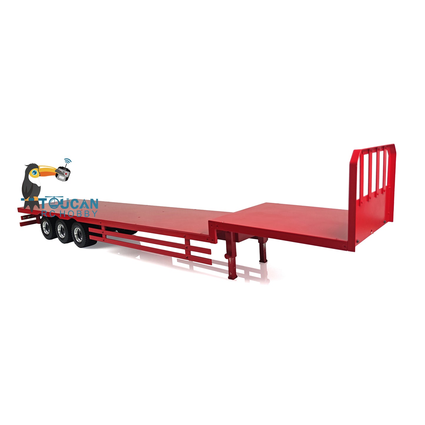 1/14 Metal Heavy 3Axle Steering Trailer Red