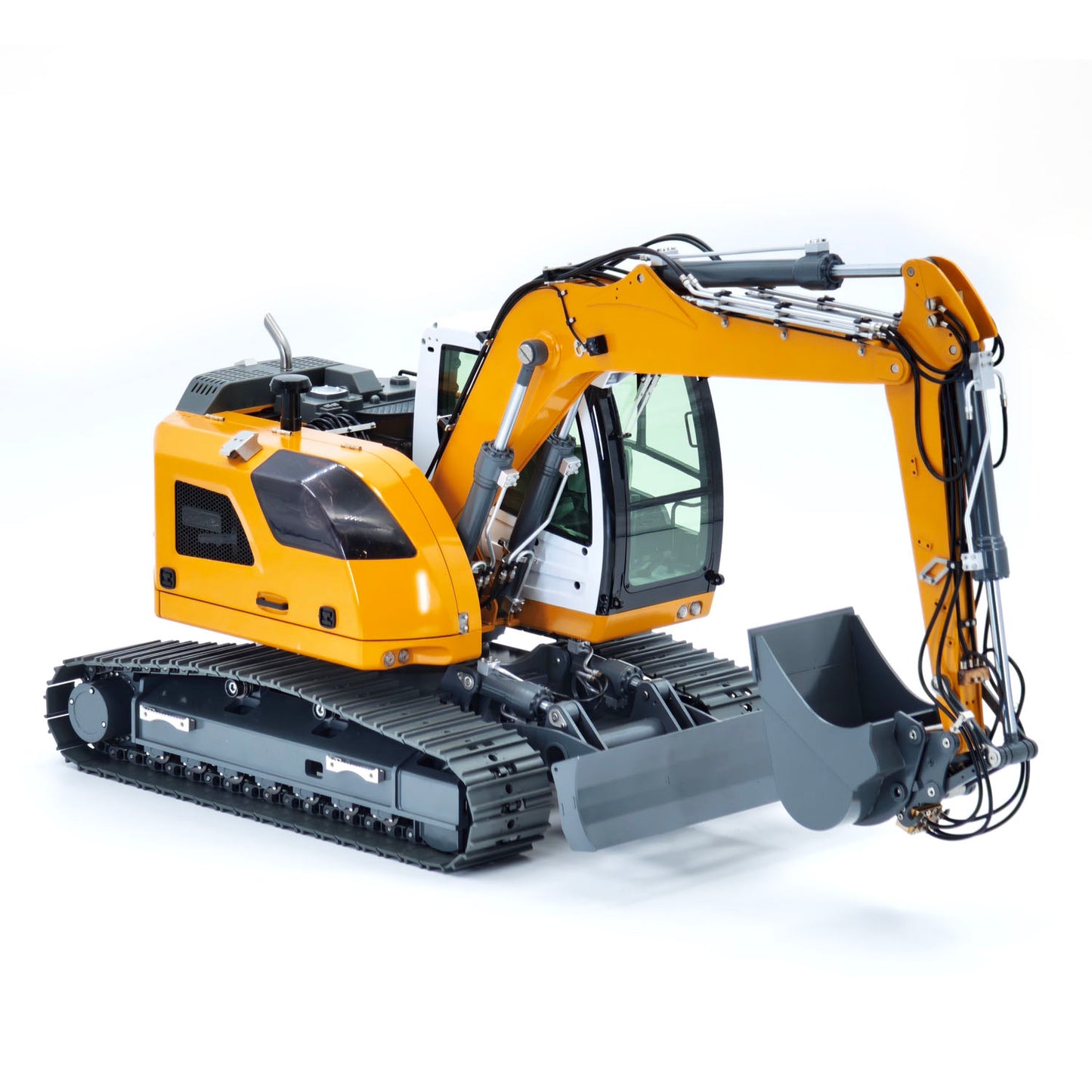 JDM-208 1/14 7CH Remote Control Hydraulic Excavator R920 2Arms Metal RC Digger Flysky PL18 EV Lite Sound System Quick Coupler