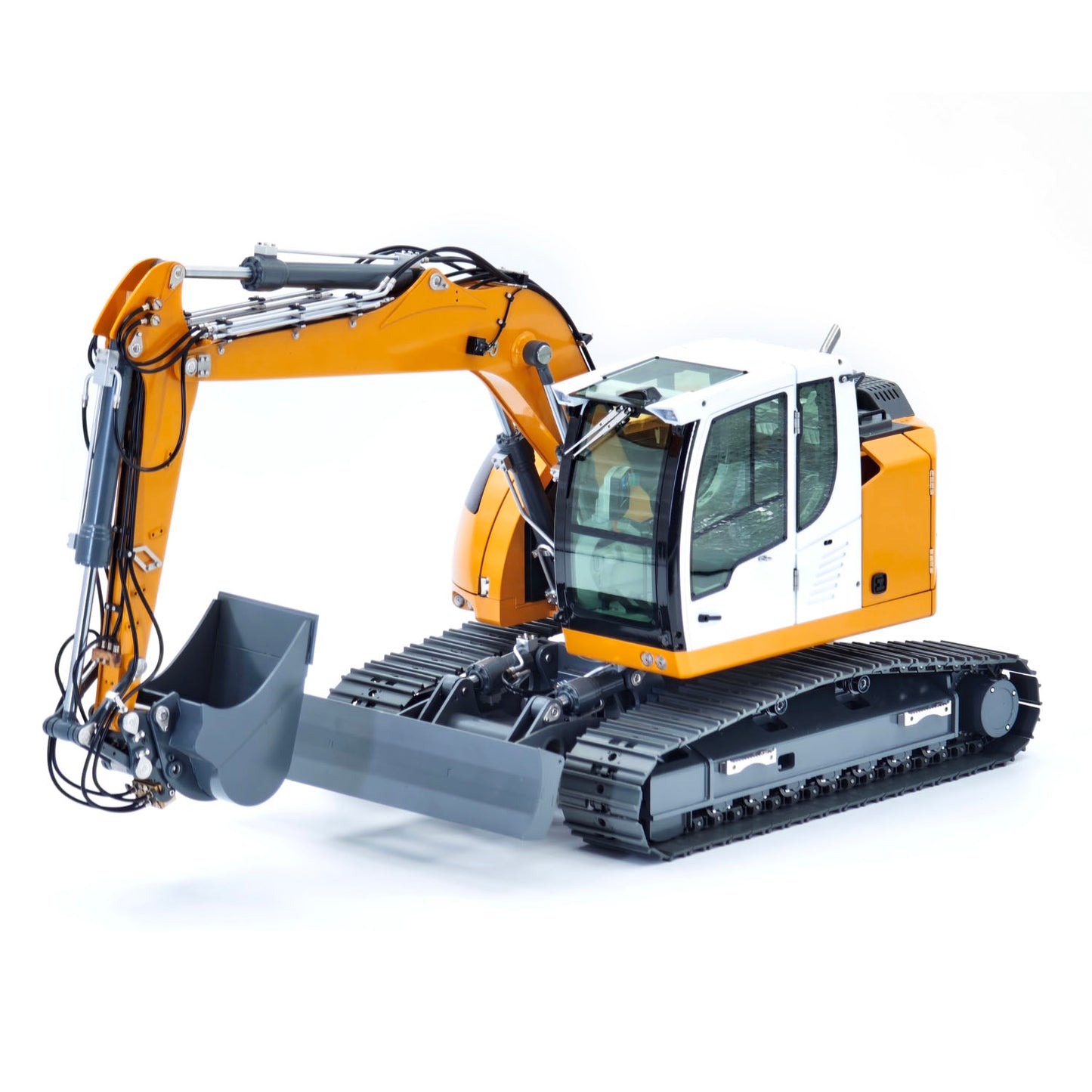 JDM-208 1/14 7CH Remote Control Hydraulic Excavator R920 2Arms Metal RC Digger Flysky PL18 EV Lite Sound System Quick Coupler