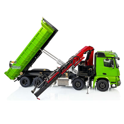 LESU 1/14 8x8 RC Métal Peint Assemblé RTR Camion Basculeur Hydraulique Avec Grue Z0017
