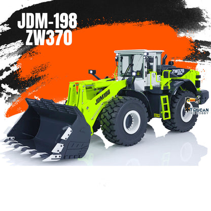 JDM 198 1/14 Hydraulic RC Wheel Loader ZW370 Metal Construction Model 4WD Diff Lock 2 Speed Gearbox Brushless Drive Sound Light