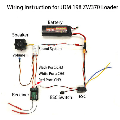 Système audio de voiture RC modèle JD pour chargeur télécommandé 1/14 ZW370 Bulldozer Part