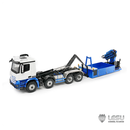 LESU 2Speed 1/14 RC Hydraulic Roll On off Dumper Truck Crane Model Metal 8x8 Chassis Electric Tipper 2+7CH Valve Axles Lock