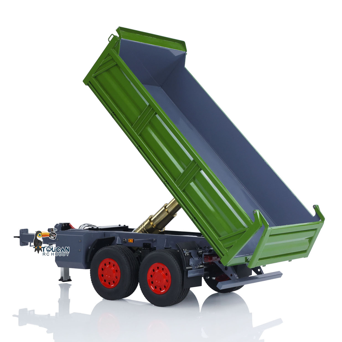 LESU A0051 1/14 Metal Hydraulic RC Full Trailer with Electric Support Legs LED Lights for RC Tractor Trucks Backyard Fun