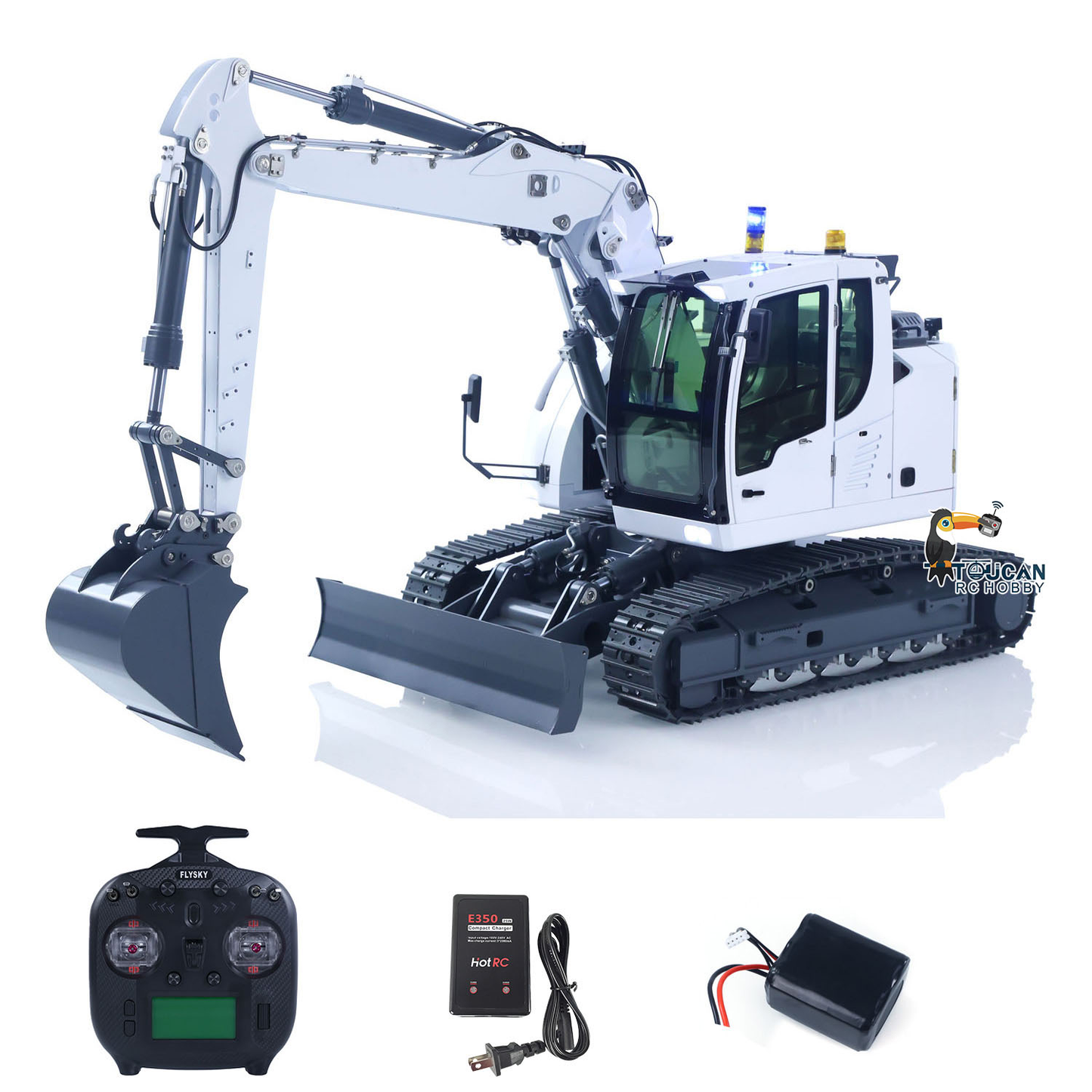 CUT Model 1/14 RC Hydraulic Excavator 914 5CH Valve Metal Remote Control Digger Construction Vehicle Warning Light Flysky ST8 Radio Sound System Charger