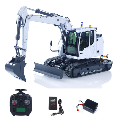 CUT Model 1/14 RC Hydraulic Excavator 914 5CH Valve Metal Remote Control Digger Construction Vehicle Warning Light Flysky ST8 Radio Sound System Charger