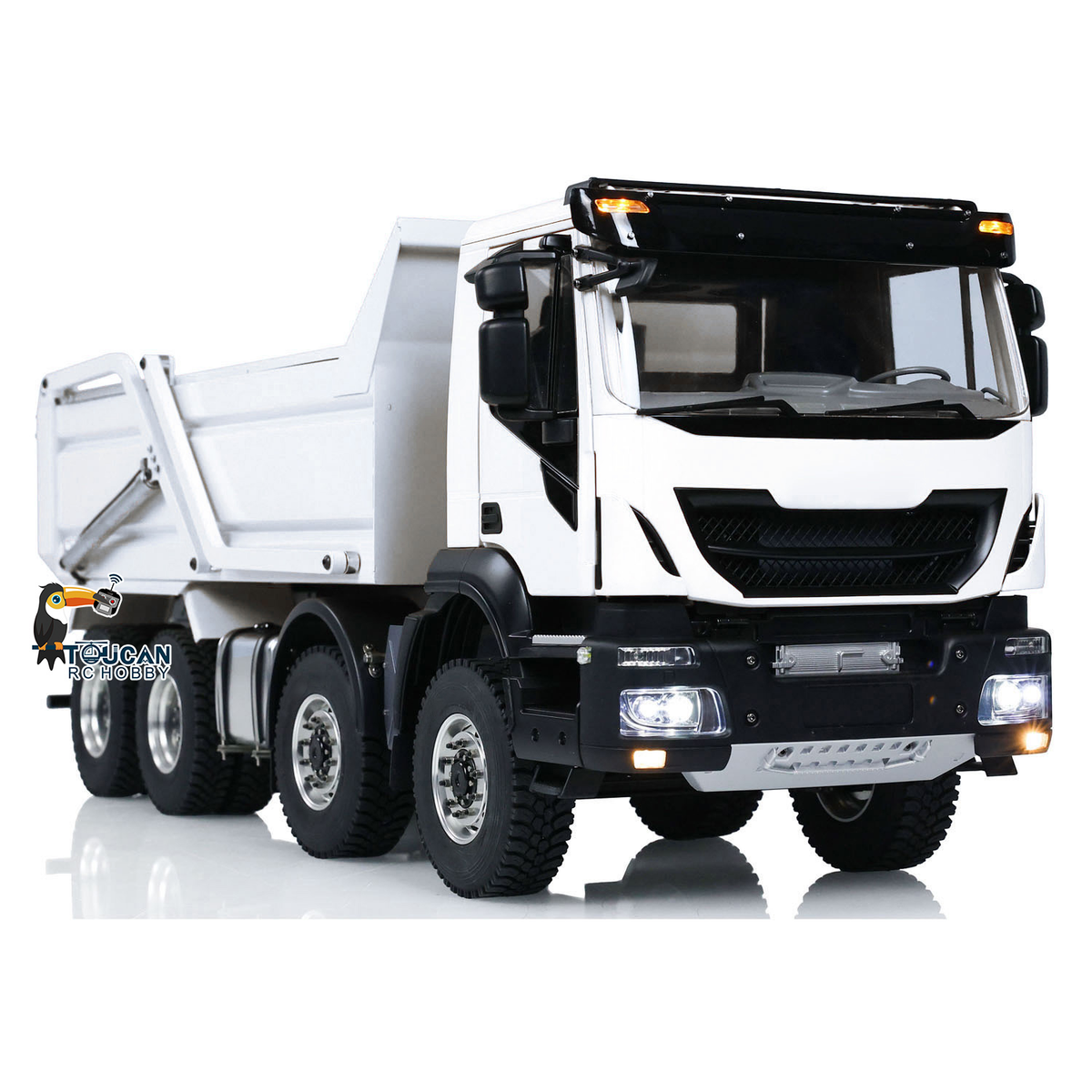 Metal 1/14 8x4 Painted Assembled PNP Hydraulic Flip-over Cover RC Truck Dumper Tipper With Light Sound System