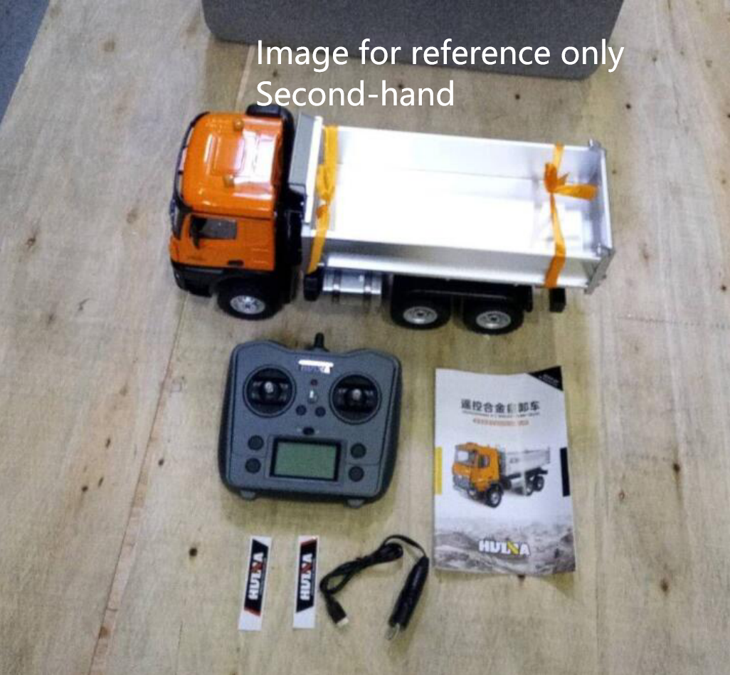 Second Hand Fast Shipping 1/14 HUINA 1598 2.4G Remote Control Dumper 6*6 Engineering Transport Vehicle Lifting Rod Tipper Car Light Sound Battery Toys