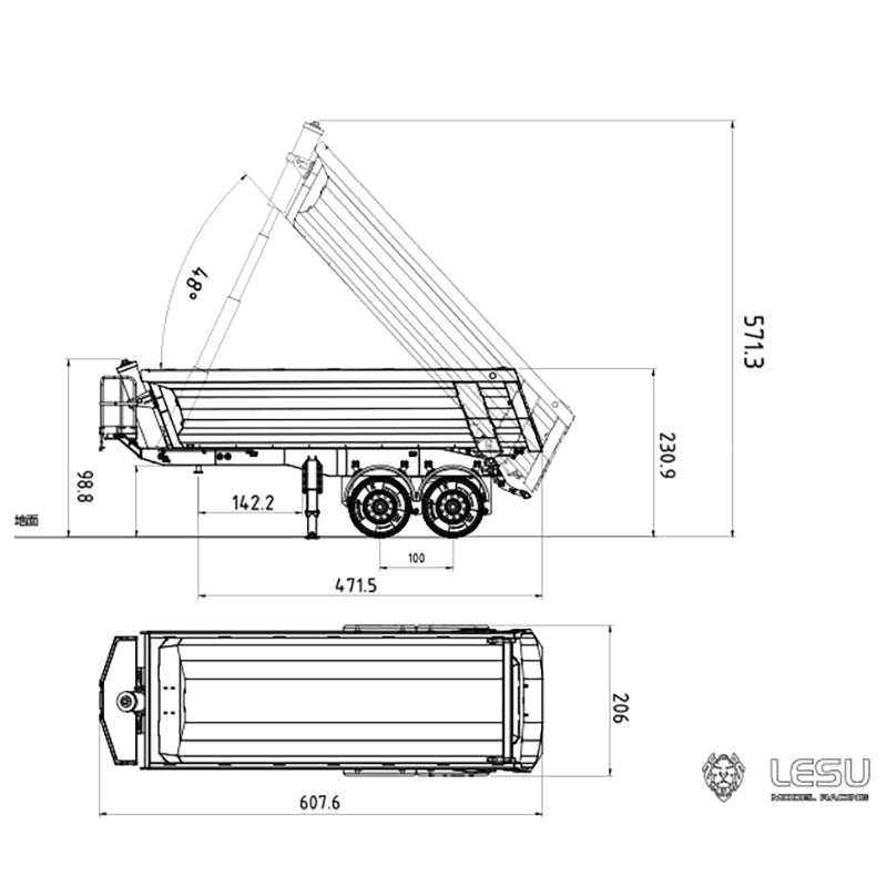 IN STOCK LESU 1/14 Unassembled Metal Hydraulic Dumper Tipper A0017