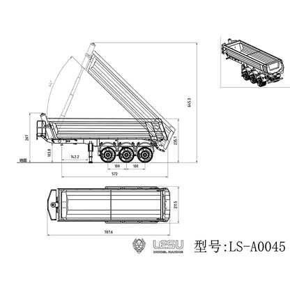 IN STOCK Metal LESU 3Axles 1/14 Hydraulic Dump Trailer for RC Tractor Truck DIY TAMIYA