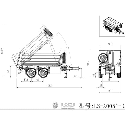 1/14 Hydraulischer RC Selbstentleerender Vollanhänger