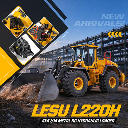 LESU L220H 1/14 Metal RC Hydraulic Wheel Loader A0013 PNP/RTR/KIT 4WD Construction Model Brushless FOC Motor 2 Speed Transmission Light Sound