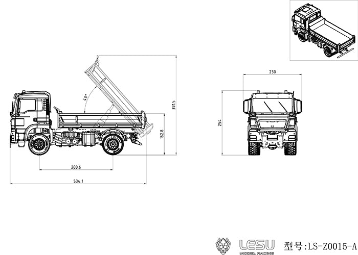 LESU 1/14 6x6 Metal TGS Dumper A/B Truck Model Light Sound Hydrualic System Motor Light Sound Opitonal Versions