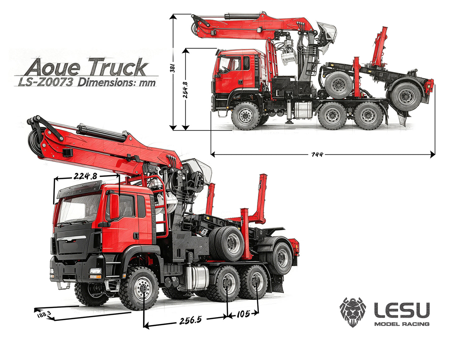 Deposit New Product Pre-order LESU 1/14 Metal RC Logging Truck Hydraulic Crane Tractor Lorry