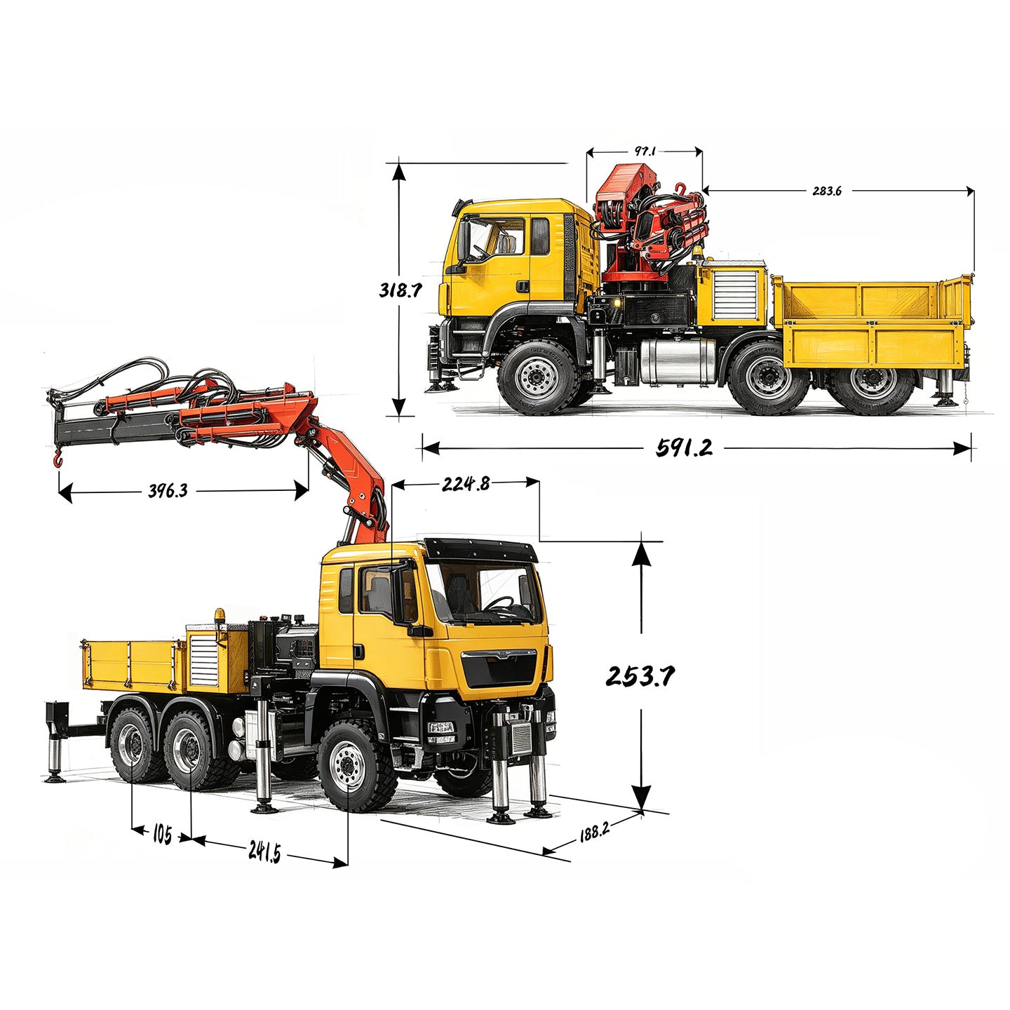 LESU 6X6 Metal 1/14 RC Hydraulic Crane Truck 3Speed Remote Control Lorry Car 7CH Valve 4MPA 6 Outriggers Sound Axle Diff Lock